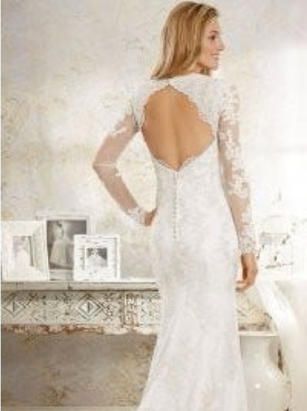 Alfred Angelo White Lace Backless Long Sleeve Bridal Wedding Gown 16 - Picture 15 of 15